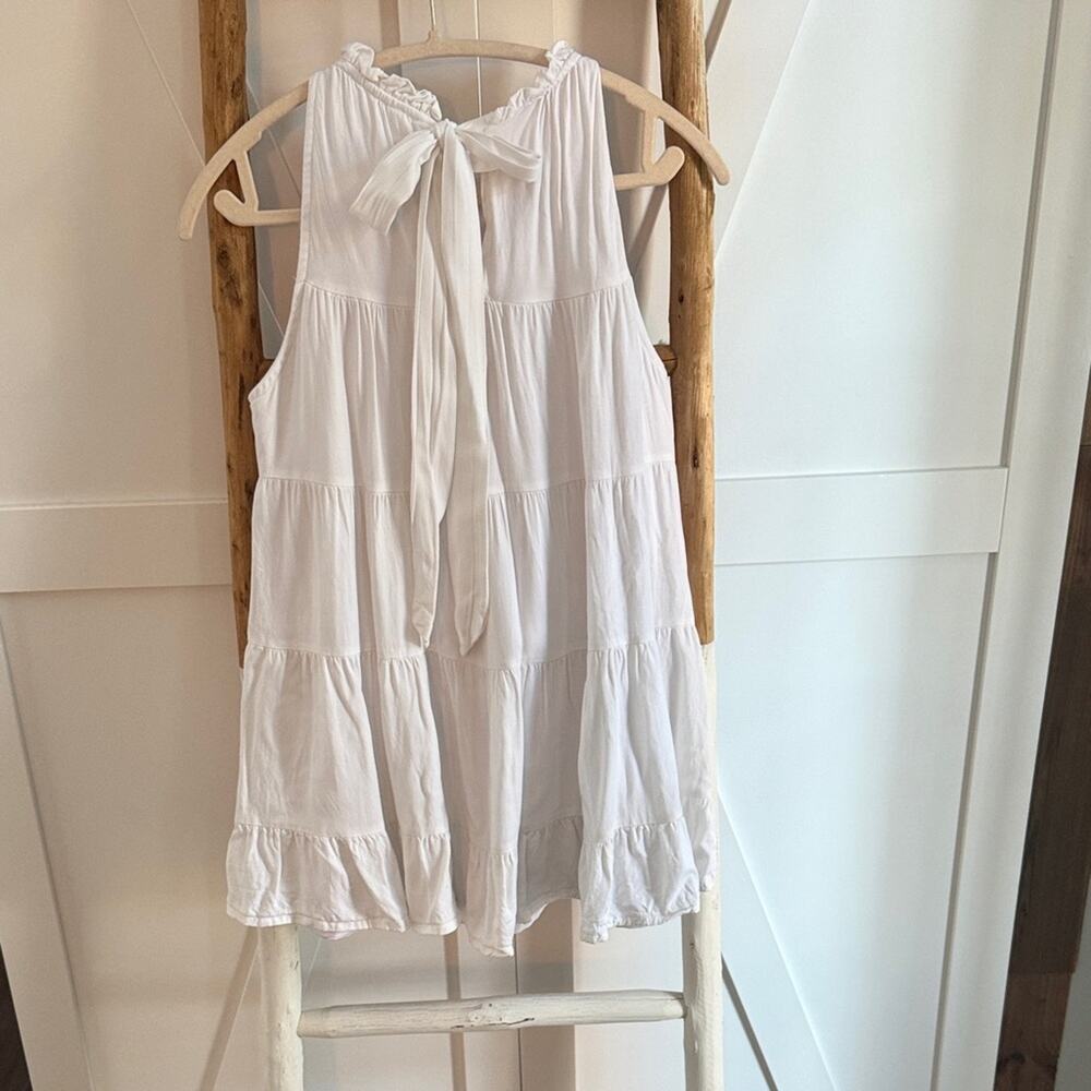 Boutique Elegant White Pleated Collar Swing Bow Dress Small - Picture 4 of 4